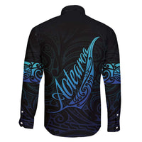 Aotearoa New Zealand Family Matching Short Sleeve Bodycon Dress and Hawaiian Shirt Koru Fern Blue Gradient LT05 - Polynesian Pride