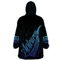 Aotearoa New Zealand Wearable Blanket Hoodie Koru Fern Blue Gradient
