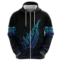 Aotearoa New Zealand Zip Hoodie Koru Fern Blue Gradient LT05 - Polynesian Pride
