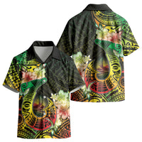 Hawaii Discoverers Day Kid Hawaiian Shirt Polynesian Fish Hook With Hibiscus Reggae