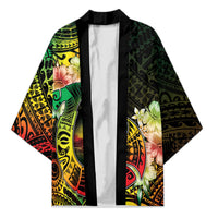 Hawaii Discoverers Day Kimono Polynesian Fish Hook With Hibiscus Reggae