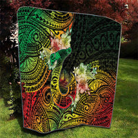 Hawaii Discoverers Day Quilt Polynesian Fish Hook With Hibiscus Reggae