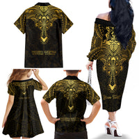 Personalized Polynesia Family Matching Off Shoulder Long Sleeve Dress and Hawaiian Shirt With Christian Cross LT05 - Polynesian Pride