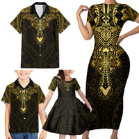 Personalized Polynesia Family Matching Short Sleeve Bodycon Dress and Hawaiian Shirt With Christian Cross LT05 - Polynesian Pride