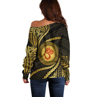 Polynesia Off Shoulder Sweater With Hindu Om Symbol LT05 - Polynesian Pride