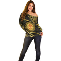 Polynesia Off Shoulder Sweater With Hindu Om Symbol LT05 - Polynesian Pride