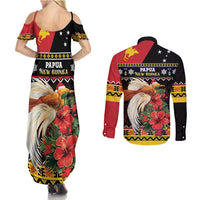 Papua New Guinea Christmas Couples Matching Summer Maxi Dress and Long Sleeve Button Shirt Bird Of Paradise Hamamas Krismas LT05 - Polynesian Pride