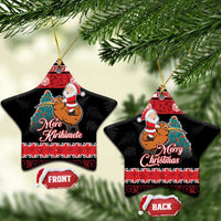 New Zealand Christmas Ceramic Ornament Funny Santa Riding Kiwi Meri Kirihimete