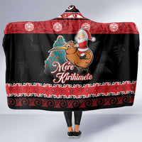 New Zealand Christmas Hooded Blanket Funny Santa Riding Kiwi Meri Kirihimete LT05 One Size Black - Polynesian Pride