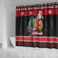 New Zealand Christmas Shower Curtain Funny Santa Riding Kiwi Meri Kirihimete