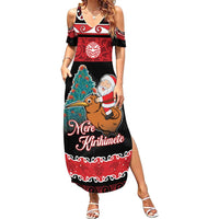 New Zealand Christmas Summer Maxi Dress Funny Santa Riding Kiwi Meri Kirihimete LT05 Women Black - Polynesian Pride