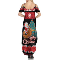 New Zealand Christmas Summer Maxi Dress Funny Santa Riding Kiwi Meri Kirihimete LT05 - Polynesian Pride