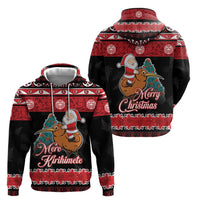 New Zealand Christmas Zip Hoodie Funny Santa Riding Kiwi Meri Kirihimete LT05 - Polynesian Pride