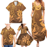 Tiare Tahiti Family Matching Summer Maxi Dress and Hawaiian Shirt Brown Polynesia Motifs - Polynesian Pride