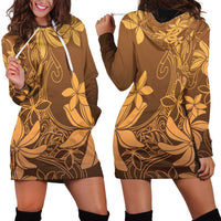 Tiare Tahiti Hoodie Dress Brown Polynesia Motifs - Polynesian Pride