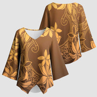 Tiare Tahiti Kimono Sleeve Blouse Brown Polynesia Motifs - Polynesian Pride