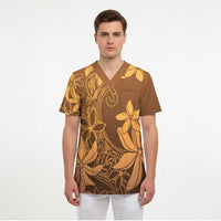Tiare Tahiti Scrub Top Brown Polynesia Motifs - Polynesian Pride