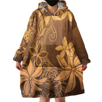 Tiare Tahiti Wearable Blanket Hoodie Brown Polynesia Motifs - Polynesian Pride