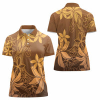 Tiare Tahiti Women Polo Shirt Brown Polynesia Motifs - Polynesian Pride