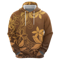 Tiare Tahiti Zip Hoodie Brown Polynesia Motifs - Polynesian Pride