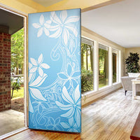 Tiare Tahiti Door Cover Blue Polynesia Motifs - Polynesian Pride