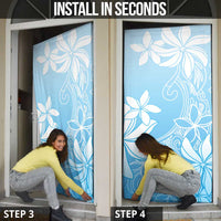 Tiare Tahiti Door Cover Blue Polynesia Motifs - Polynesian Pride