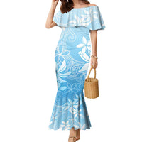 Tiare Tahiti Family Matching Mermaid Dress and Hawaiian Shirt Blue Polynesia Motifs - Polynesian Pride