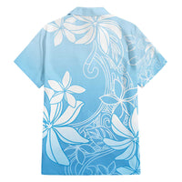 Tiare Tahiti Family Matching Off The Shoulder Long Sleeve Dress and Hawaiian Shirt Blue Polynesia Motifs - Polynesian Pride