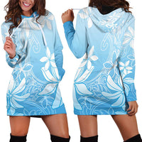 Tiare Tahiti Hoodie Dress Blue Polynesia Motifs - Polynesian Pride