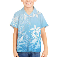 Tiare Tahiti Kid Hawaiian Shirt Blue Polynesia Motifs - Polynesian Pride