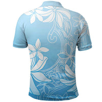 Tiare Tahiti Polo Shirt Blue Polynesia Motifs - Polynesian Pride