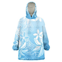 Tiare Tahiti Wearable Blanket Hoodie Blue Polynesia Motifs - Polynesian Pride