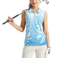 Tiare Tahiti Women Sleeveless Polo Shirt Blue Polynesia Motifs - Polynesian Pride