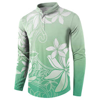 Tiare Tahiti Button Sweatshirt Matcha Polynesia Motifs - Polynesian Pride