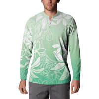 Tiare Tahiti Button Sweatshirt Matcha Polynesia Motifs - Polynesian Pride