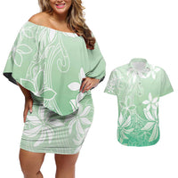 Tiare Tahiti Couples Matching Off Shoulder Short Dress and Hawaiian Shirt Matcha Polynesia Motifs - Polynesian Pride