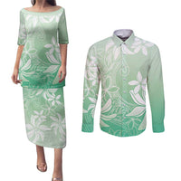 Tiare Tahiti Couples Matching Puletasi and Long Sleeve Button Shirt Matcha Polynesia Motifs - Polynesian Pride