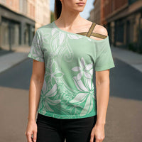 Tiare Tahiti Cross Shoulder Shirt Matcha Polynesia Motifs - Polynesian Pride