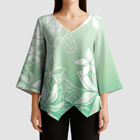 Tiare Tahiti Kimono Sleeve Blouse Matcha Polynesia Motifs - Polynesian Pride