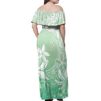 Tiare Tahiti Off Shoulder Maxi Dress Matcha Polynesia Motifs - Polynesian Pride