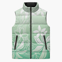 Tiare Tahiti Sleeveless Puffer Jacket Matcha Polynesia Motifs - Polynesian Pride