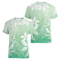 Tiare Tahiti Women V-Neck T-Shirt Matcha Polynesia Motifs - Polynesian Pride