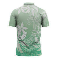 Tiare Tahiti Zipper Polo Shirt Matcha Polynesia Motifs - Polynesian Pride