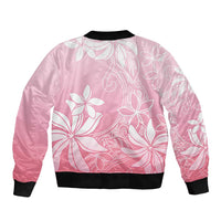 Tiare Tahiti Sleeve Zip Bomber Jacket Pink Polynesia Motifs - Polynesian Pride