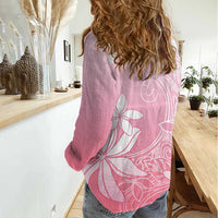 Tiare Tahiti Women Casual Shirt Pink Polynesia Motifs - Polynesian Pride