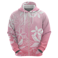 Tiare Tahiti Zip Hoodie Pink Polynesia Motifs - Polynesian Pride