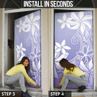 Tiare Tahiti Door Cover Purple Polynesia Motifs - Polynesian Pride