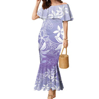 Tiare Tahiti Family Matching Mermaid Dress and Hawaiian Shirt Purple Polynesia Motifs - Polynesian Pride