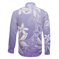 Tiare Tahiti Family Matching Off The Shoulder Long Sleeve Dress and Hawaiian Shirt Purple Polynesia Motifs - Polynesian Pride