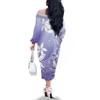 Tiare Tahiti Family Matching Off The Shoulder Long Sleeve Dress and Hawaiian Shirt Purple Polynesia Motifs - Polynesian Pride